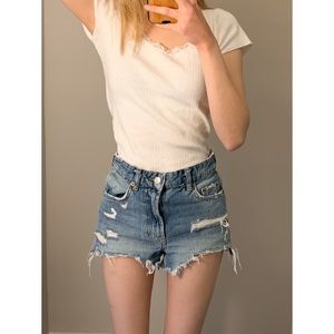 ZARA High Waisted Jean Shorts